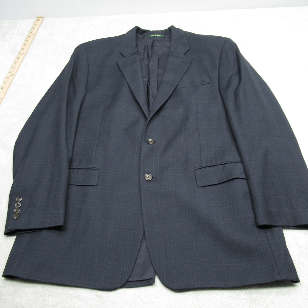 Lauren Ralph Lauren Wool Cashmere Blazer Men 46L Blue‎ Plaid Sport Coat READ